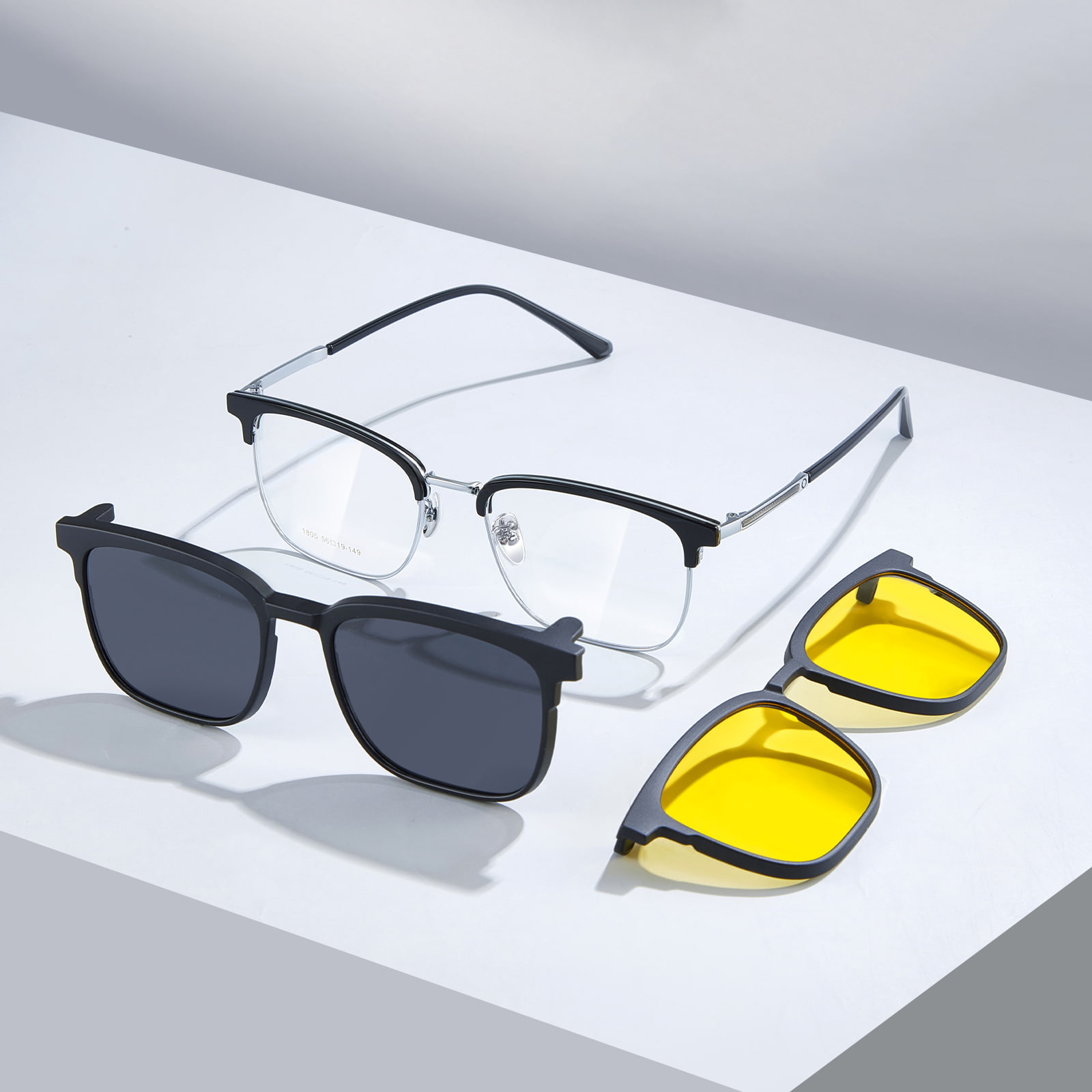 1805 Kacamata Hitam Magnetik Tiga-Dalam-Satu Polarizer Magnetik Lepas Cepat yang Mulus